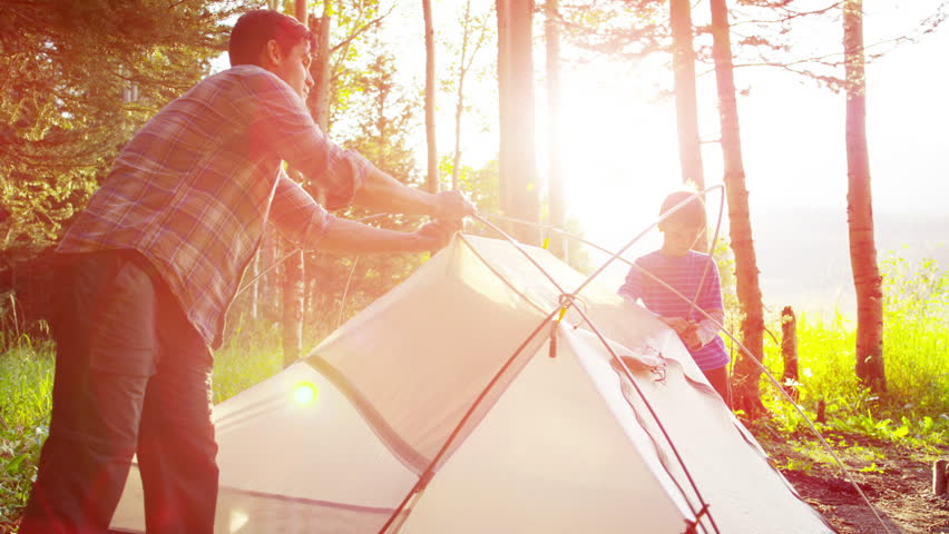 Camping Children Near Tent In Forest Stock Footage Video 1468126