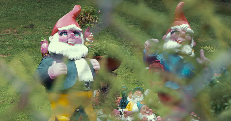 Garden Gnomes Through Fence Stock Footage Video 100