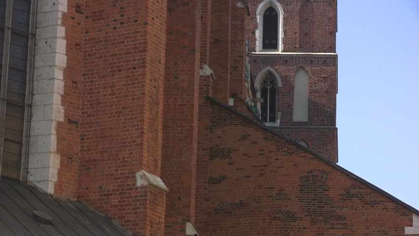 saint marys basilica against blue sky krakow poland hd stock video clip