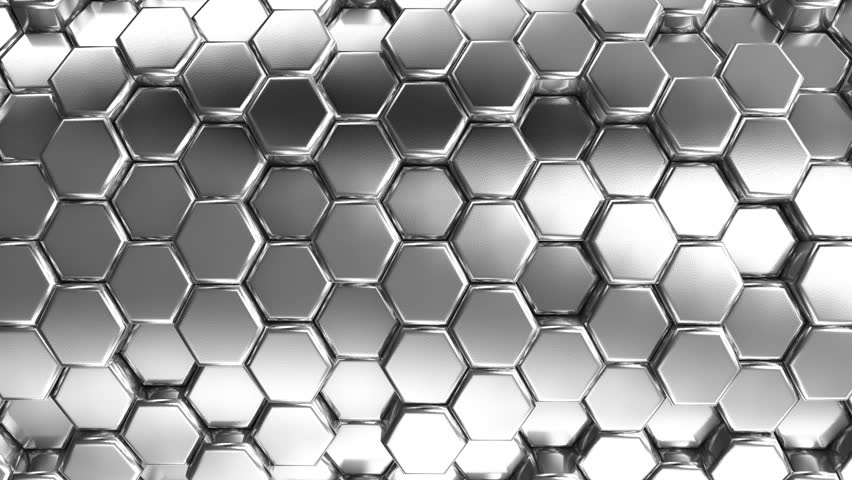 Animated Silver Honeycombs. Abstract Background, Stock Footage Video