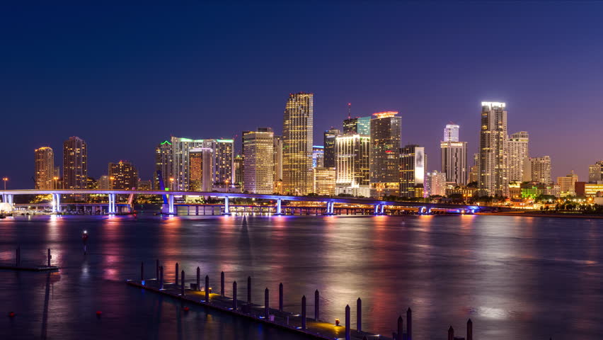 Miami Skyline At Night Stock Video Footage - 4K and HD Video Clips ...