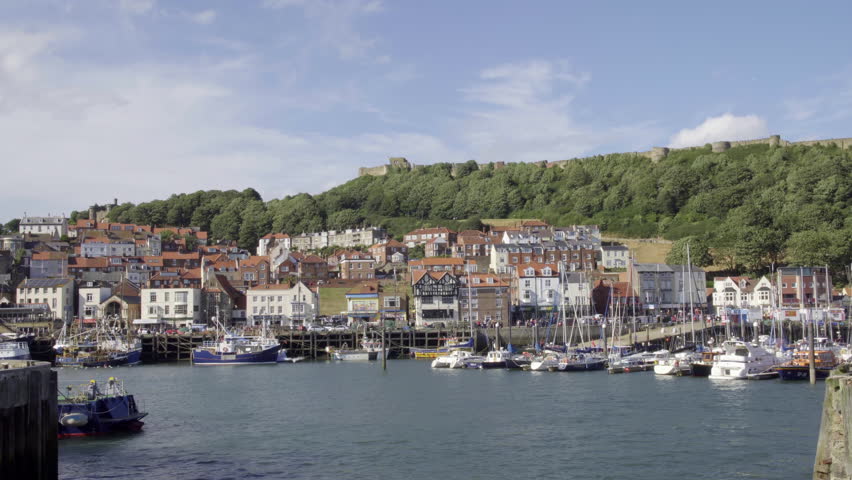 SCARBOROUGH, North Yorkshire, UK Circa August 2015: Boats Are Moored In ...