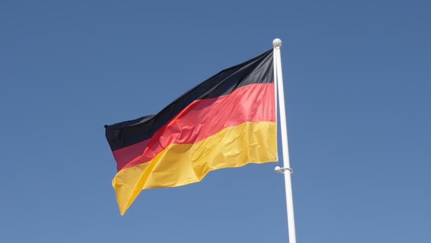 German Flag In Slow Motion On Flag-pole Floating On Wind 1080p HD ...