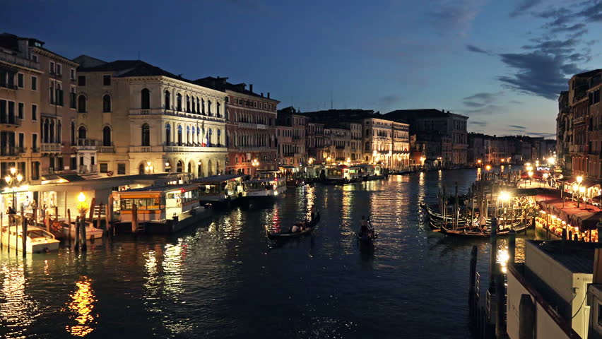 Venice Chanel at Night, Italy. Stock Footage Video (100% Royalty-free ...