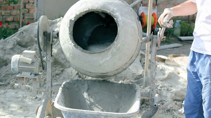 Stock Video Clip of Industrial cement mixer machine at construction