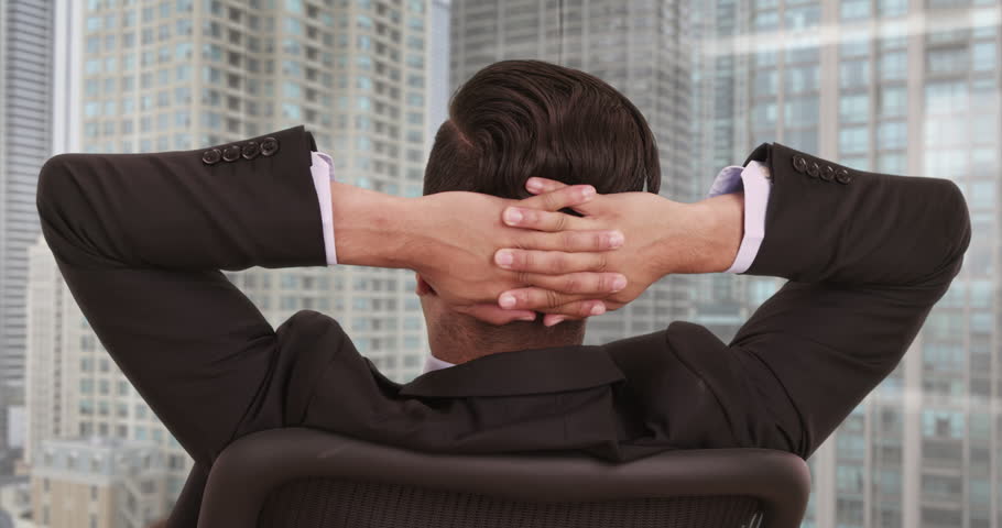 Rear View Of Businessman Leaning Stock Footage 100 Royalty Free 21542167 Shutterstock