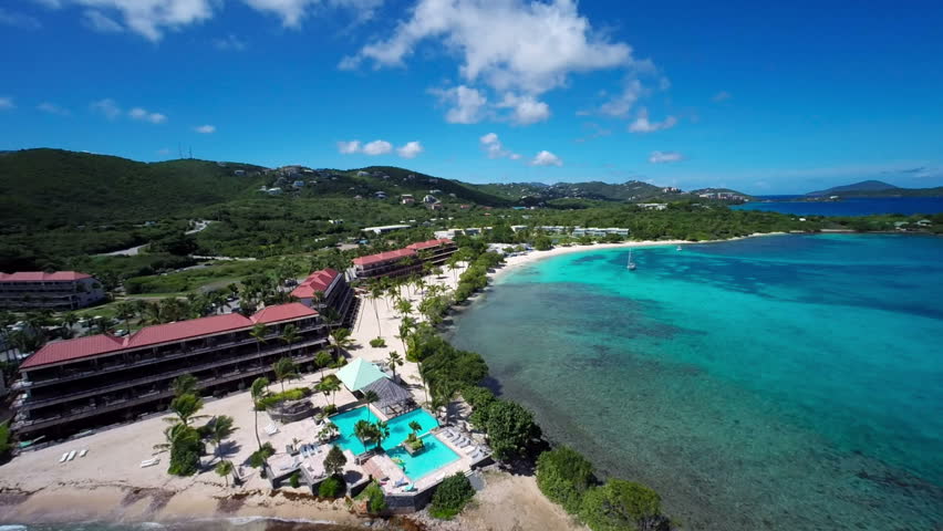 Aerial Video Of Sapphire Beach, St.Thomas, US Virgin Islands Stock ...