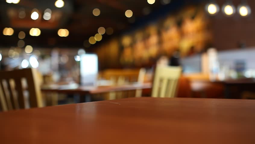 Table At Restaurant Blurred Background Stock Footage Video 