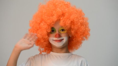 Kid Clown With Orange Hair Stock Footage Video 100 Royalty Free