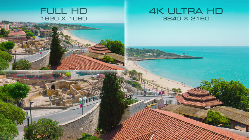 Difference Between Video Standards 4K UHD And Full HD Stock Footage