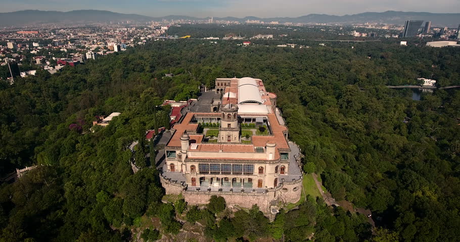 Aerial Top View Of The Chapultepec Castle And A General Shot Of The ...