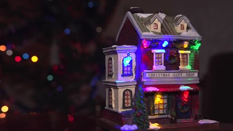 Dollhouse Decorated Christmas Lights Stock Footage Video 100