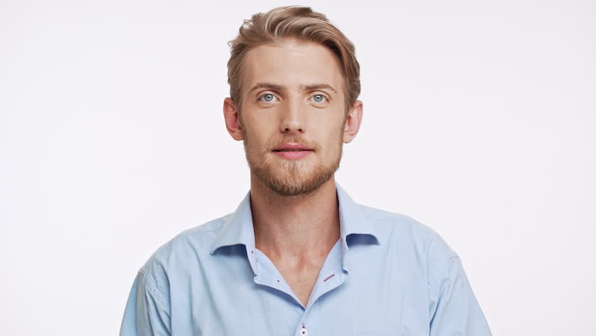 Surprised Young Bearded Caucasian Male Stock Footage Video 100