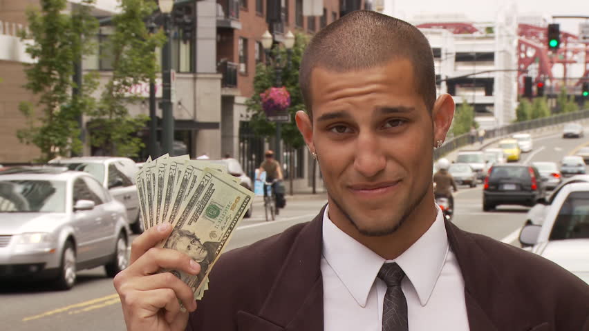 View Of A Man Showing Stock Footage Video 100 Royalty Free View Of A Man Showing American Money In Usa