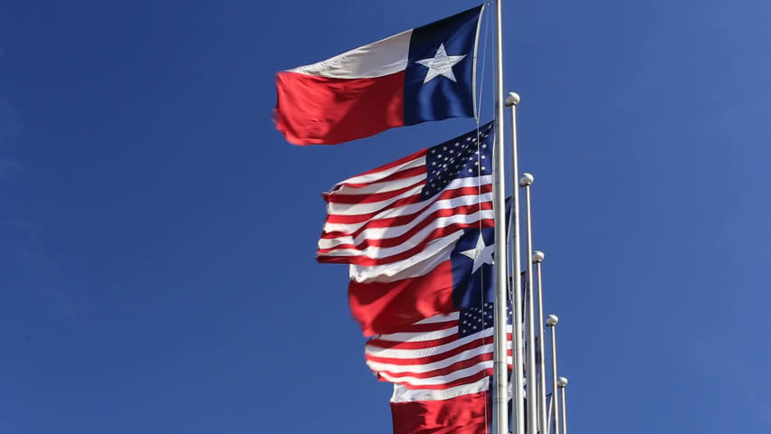 Texas Flag Waving In The Wind. Green Screen, Alpha Matte. Loopable ...