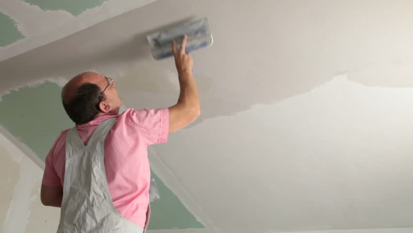 Plastering Ceiling Stock Footage Video 100 Royalty Free