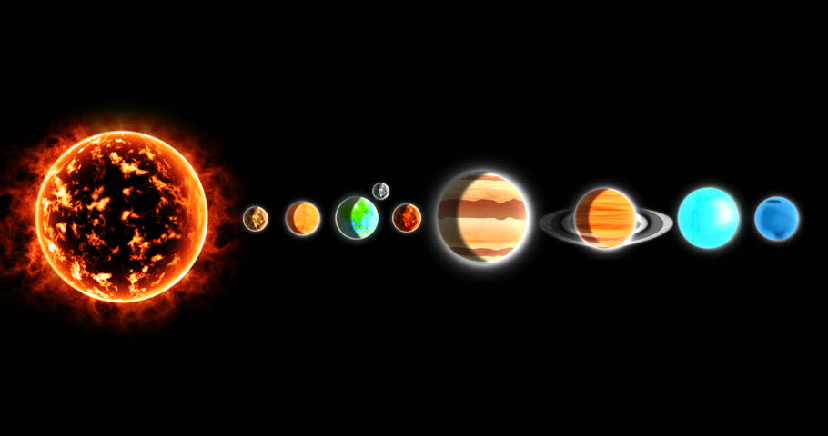 Solar System With Sun And Planets In A Row Stock Footage Video 26205398 ...