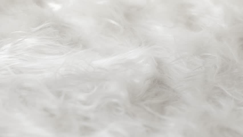 White Long Hair Artificial Fur Fabric Closeup