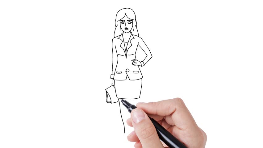 Business Woman Sketch On Whiteboard Stock Footage Video 100 Royalty Free 25168877 Shutterstock