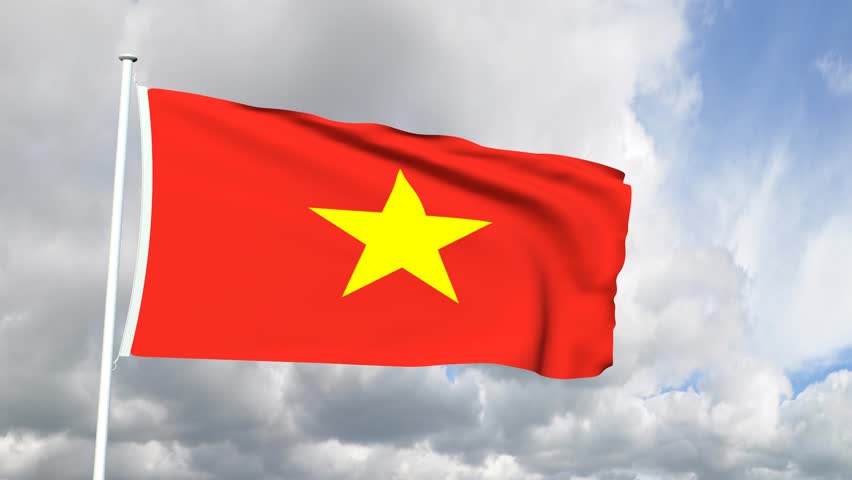 Vietnam Flag Waving Against Time-lapse Clouds Background Stock Footage ...