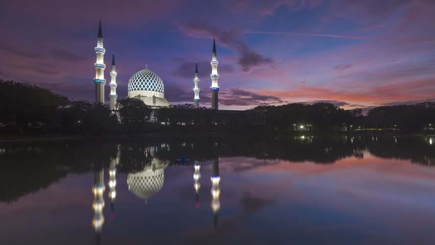 Sunrise Time Lapse With Reflection At A Mosque. Sultan 