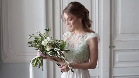 Beauty Bride In Bridal Gown Stock Footage Video 100 Royalty Free