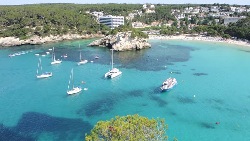 Landscape Of The Beautiful Bay Of Cala Galdana - Minorca - Spain Stock ...