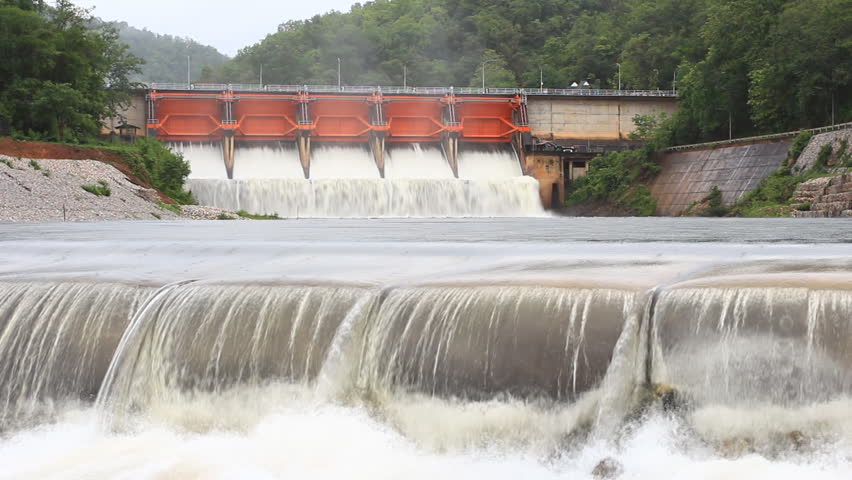 Spillway On Hydroelectric Dam at วิดีโอสต็อก (ปลอดค่า Hydroelectric Power Station, Waterfall at วิดีโอสต็อก (ปลอด