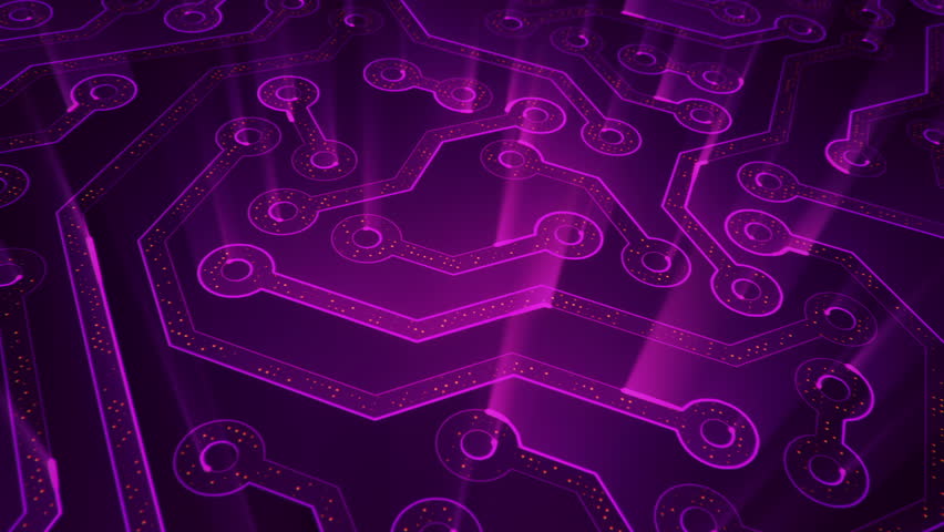 Purple Circuit Board Electronic Hi-tech. Beautiful Chip Background