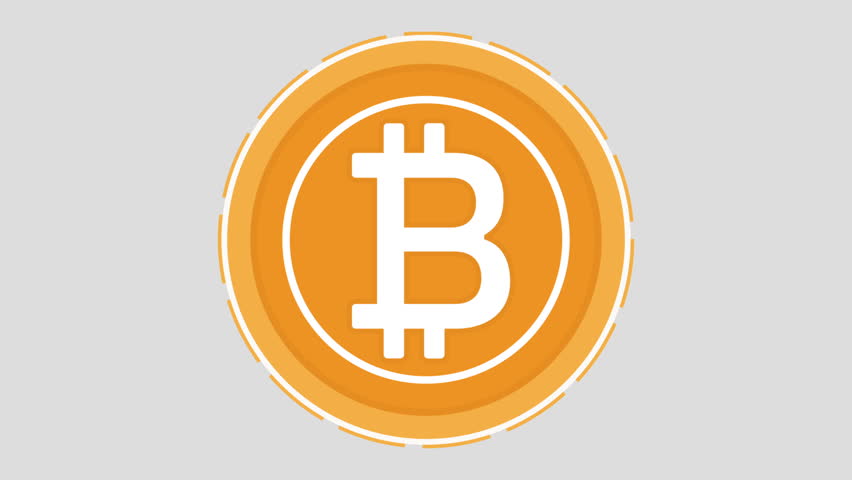 Animation Rotate Bitcoin Cartoon Style On White Background With Mask ...