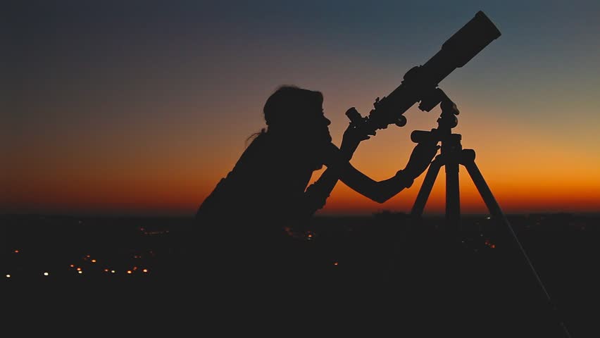 Stock video of girl looking at the stars through | 28121137 | Shutterstock