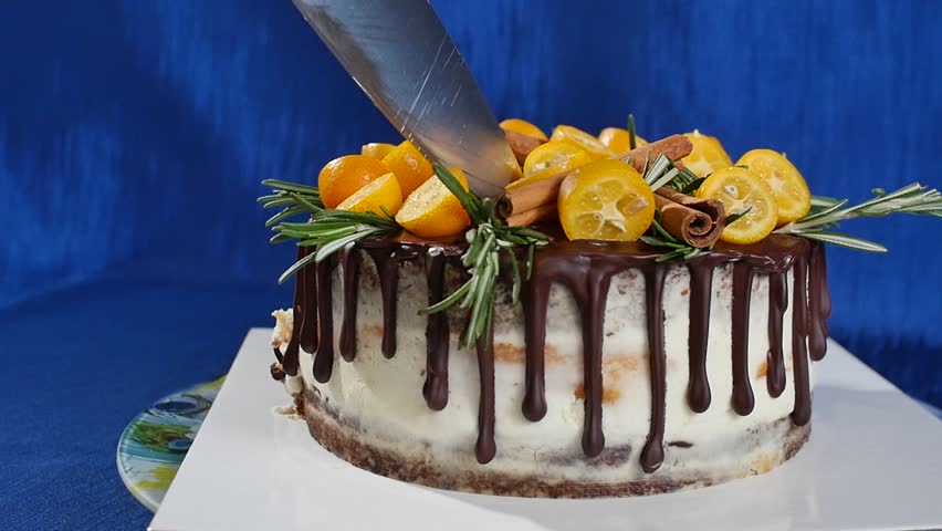 Knife Cuts The Cake With Stock Footage Video 100 Royalty Free