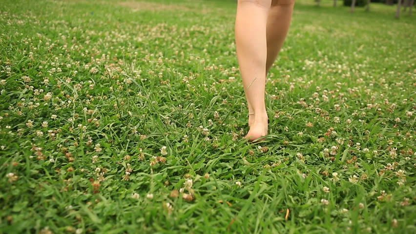 Womans Bare Feet Walking Over Stock Footage Video 100 Royaltyfree