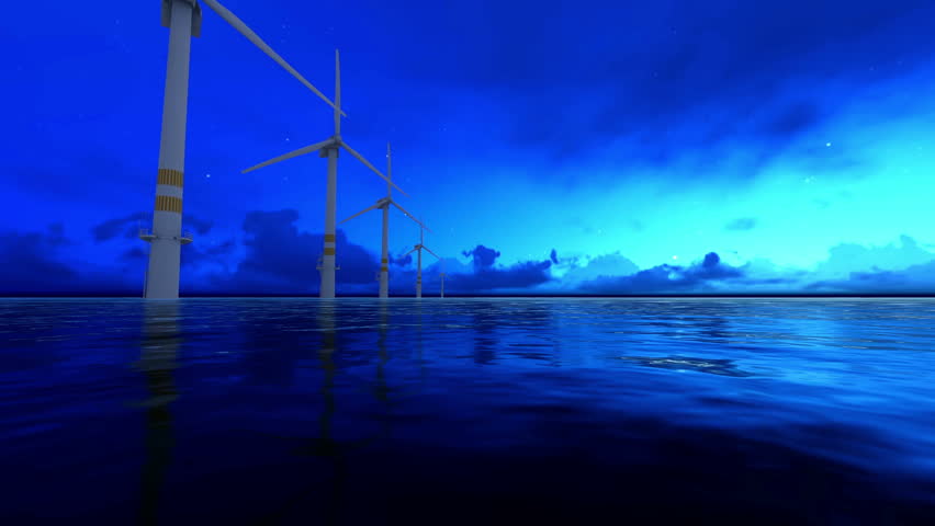 Wind Turbine in Sunset Night Stock Footage Video (100% Royalty-free