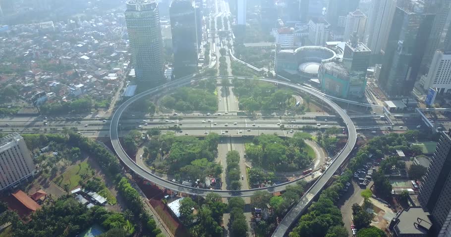 Top View Of The New Semanggi Road Junction With Curve Bridge In The ...