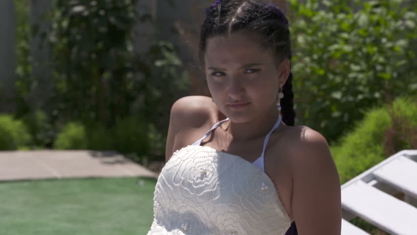 Young Girl In White Wedding Stock Footage Video 100 Royalty