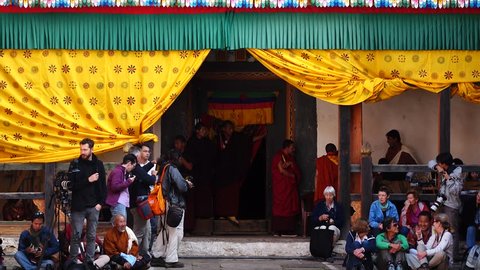 Bumthang, Bhutan - March, 2016: Tamshing Phala Chhoupa festival, Tamshing Monastery, nr Jakar