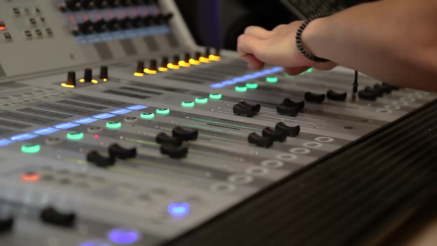 Television Sound Mixing Desk Operation Stock Footage Video 100