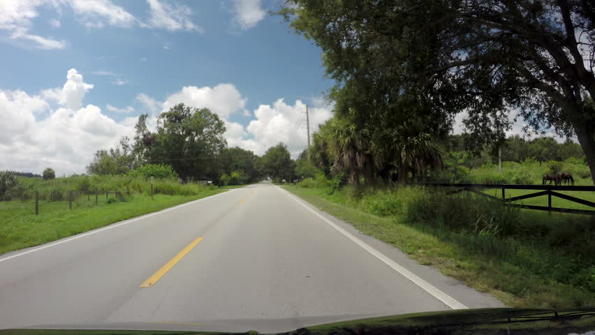 Video Footage Of A On-board Camera On A Car Driving On A Country Road ...