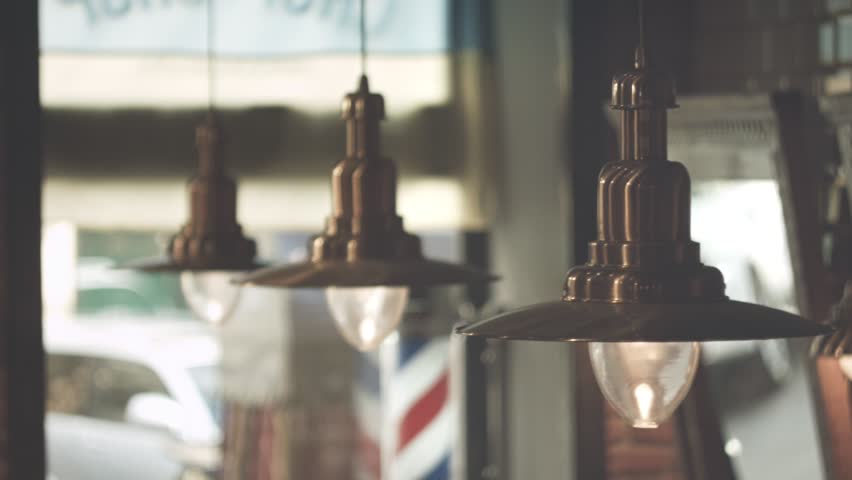 Hd00 06vintage Hanging Lamps In Hairdressing Salon Ceiling Retro Vintage Hanging Lamps In Hairdressing Salon Ceiling Retro Lamp Barber Pole Abstract Background Hair Interior