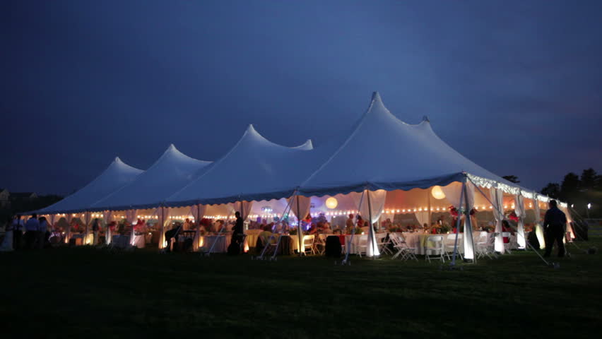 Hd00 15a Medium Shot Of A Large Tent Wedding Reception