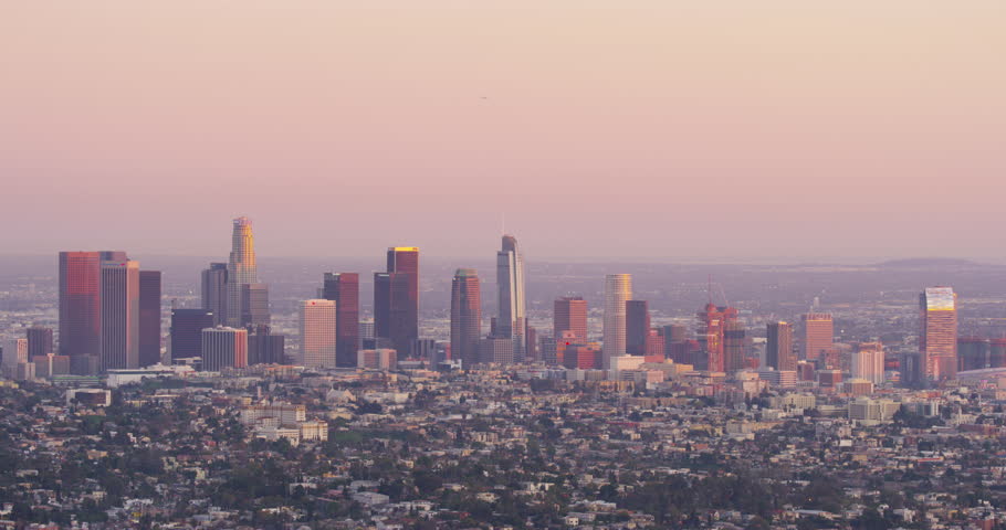 DTLA Skyline View At Sunset From Hollywood Hills, Los Angeles ...