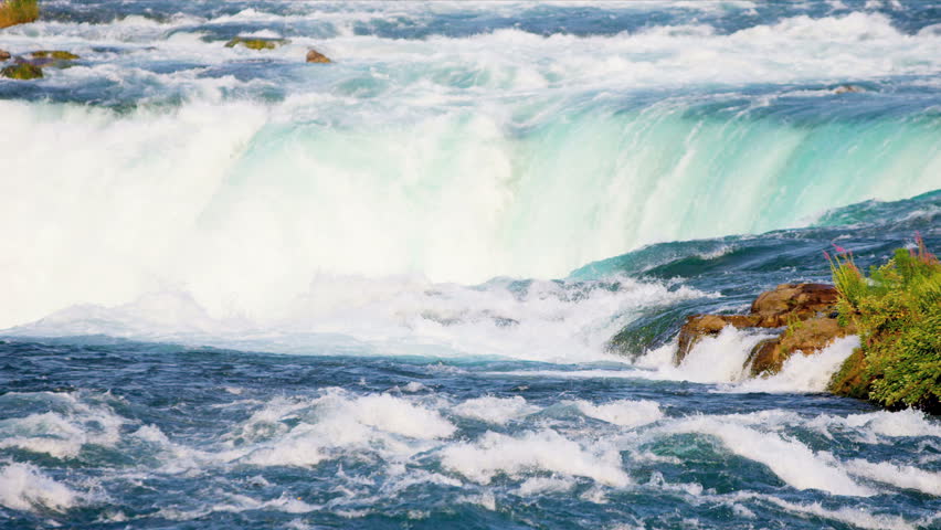 Mass Fast Moving Lake Water Flowing Over Landmark Waterfalls Stock ...