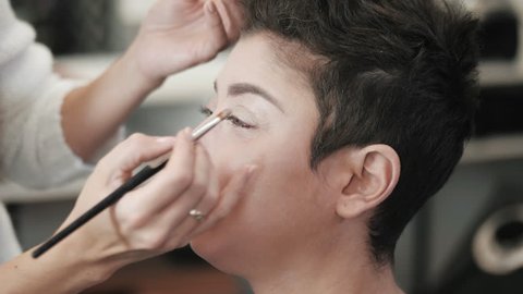 Makeup Artist Paints Beard Of Stock Footage Video 100