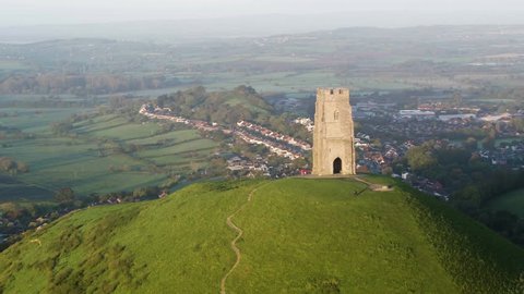 United Kingdom, England, Somerset, Glastonbury, St. Michael's Church Tower on Glastonbury Tor