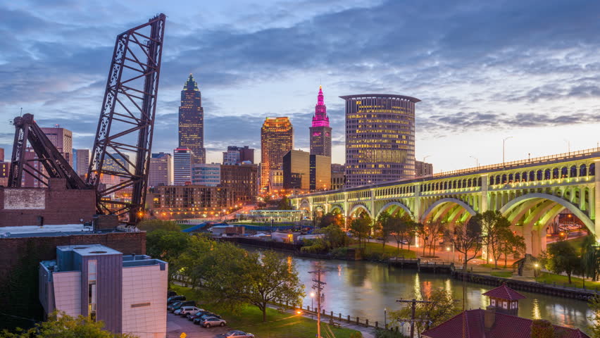 Skyline Of Cleveland, Ohio, USA. Autumn. Viewed From Hope Memorial ...