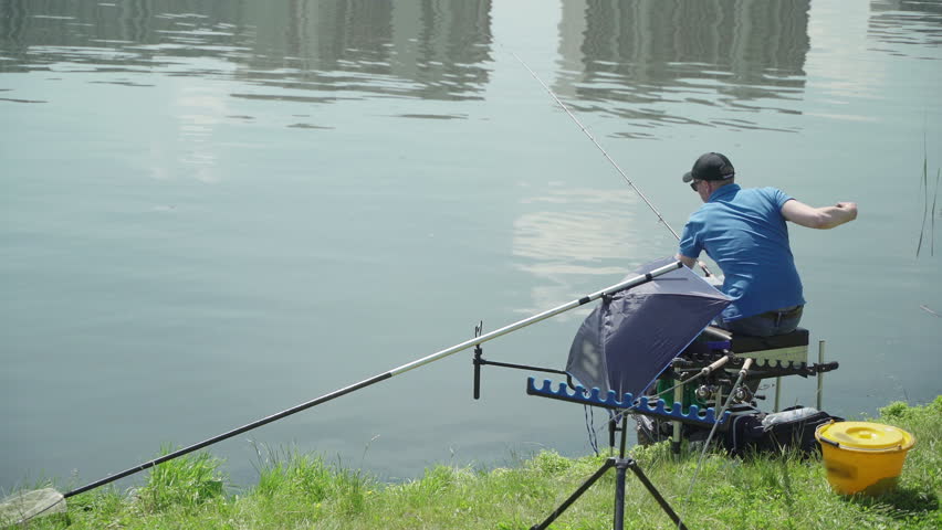 Fisherman Caught Wild Fish On Stock Footage Video 100