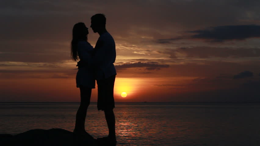 Couple Silhouette At The Beach Stock Footage Video 100 Royalty Free