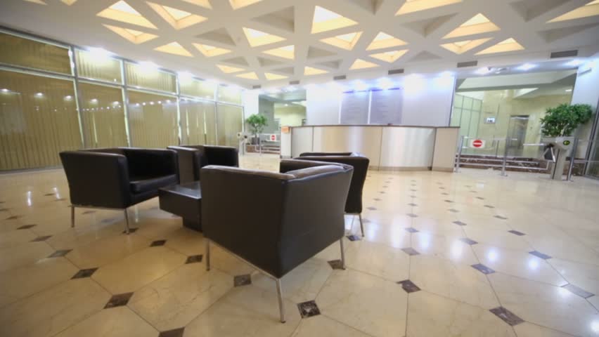 Empty Lobby With Leather Chairs Stockvideos Filmmaterial 100