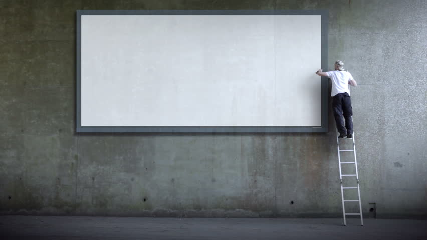 man erects billboard poster for stock footage video 100 royalty free 4501547 shutterstock blank poster